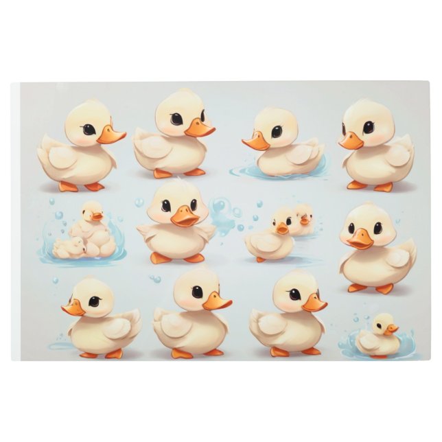 Many Vectors of a Cute Kawaii Duck Metal Print (Front)