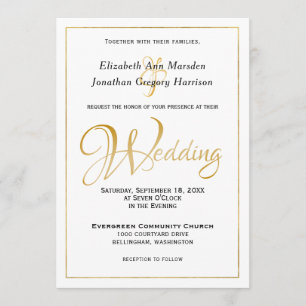 Many Waters Scripture Elegant Black Gold Script Invitation