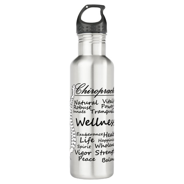 Many Ways to Say "Chiropractic" Chiropractor Gift Stainless Steel Water Bottle (Front)