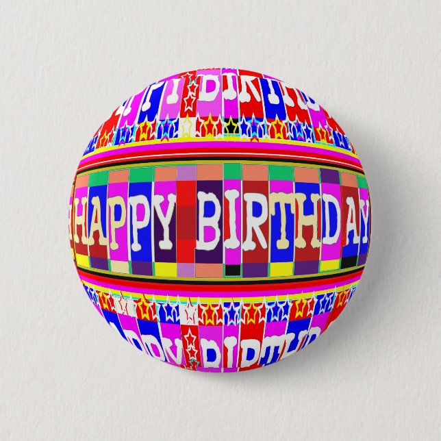 MANY ways to say HAPPY Birthday: by Naveen Pinback Button (Front)