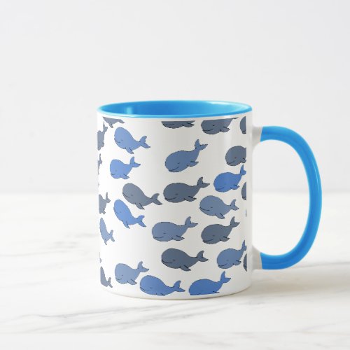 many whales  cute pattern mug
