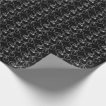 [ Thumbnail: Many White Bicycle Icons On a Black Background Wrapping Paper ]
