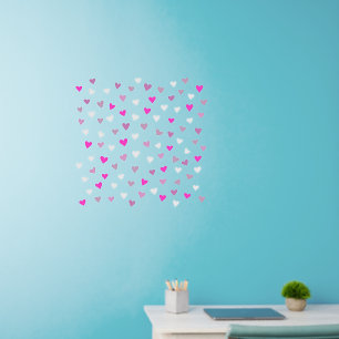 Many White Pinks (approx 1.5") Hand Drawn Hearts W Wall Decal