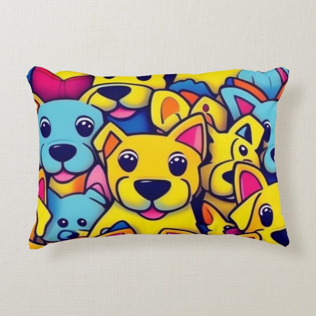Many yellow dogs happy dogs accent pillow (Front)