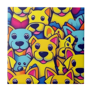 Many yellow dogs happy dogs ceramic tile