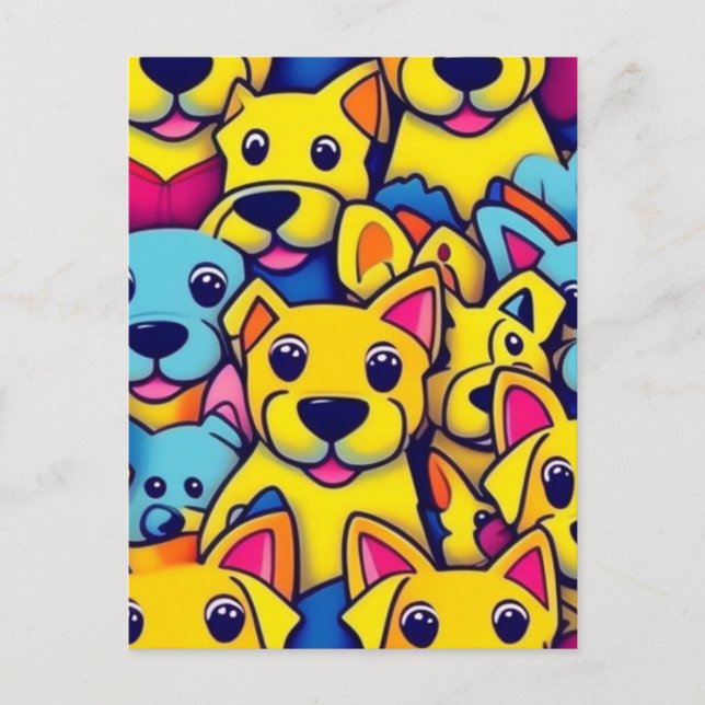 Many yellow dogs happy dogs postcard (Front)