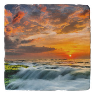 Manyar Beach At Sunrise Trivet