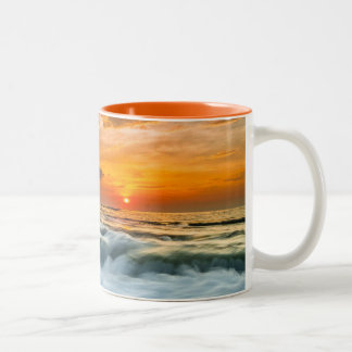 Manyar Beach At Sunrise Two-Tone Coffee Mug