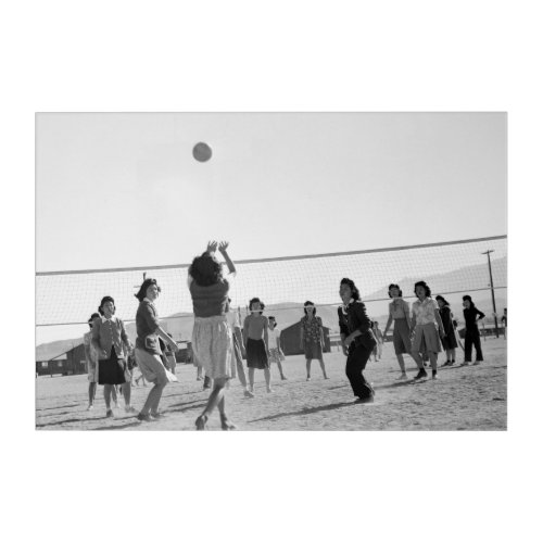 Manzanar Girls Play Volleyball WW2 Acrylic Print