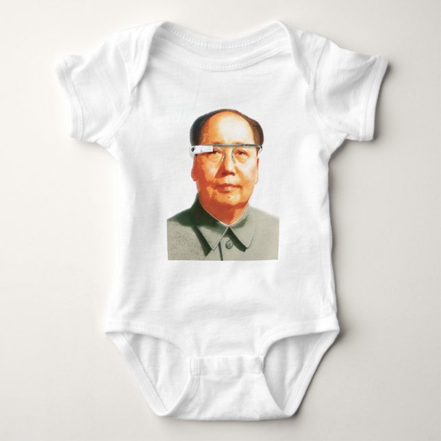 Mao wearing google glass baby bodysuit (Front)