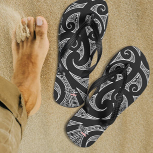 Maori all black flip flops