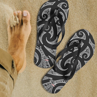 Maori all black flip flops