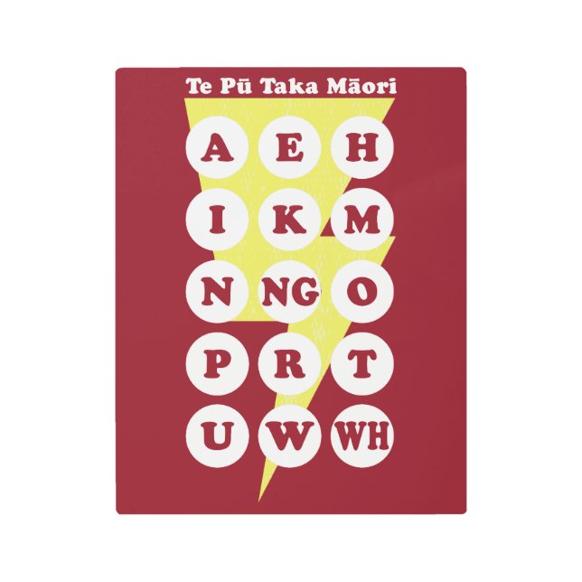 Maori Alphabet Learning Te Reo Metal Print (Front)