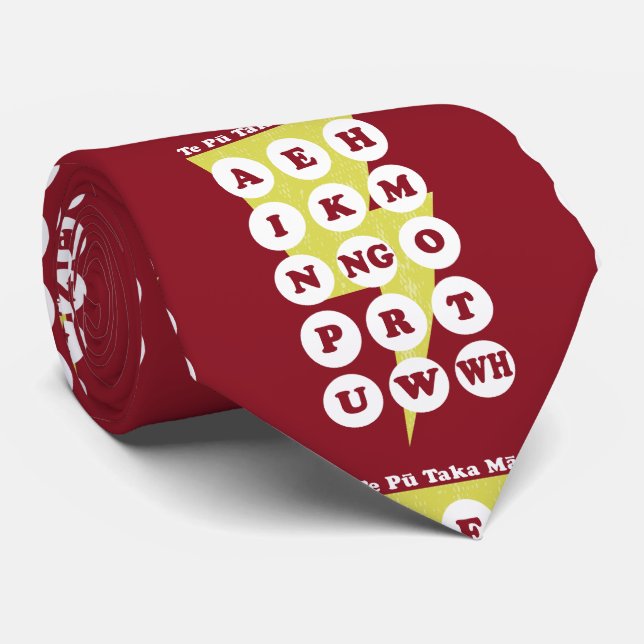 Maori Alphabet Learning Te Reo Neck Tie (Rolled)