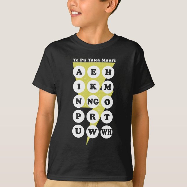 Maori Alphabet Learning Te Reo T-Shirt (Front)