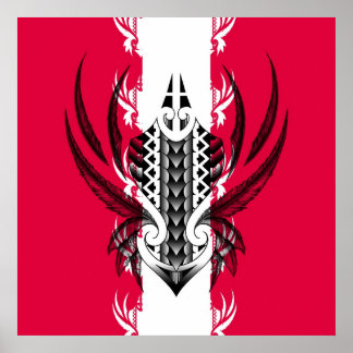 Maori art print with tattoos