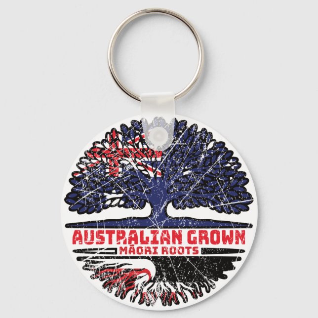 Maori Australian Australia Tree Roots Flag Keychain (Front)