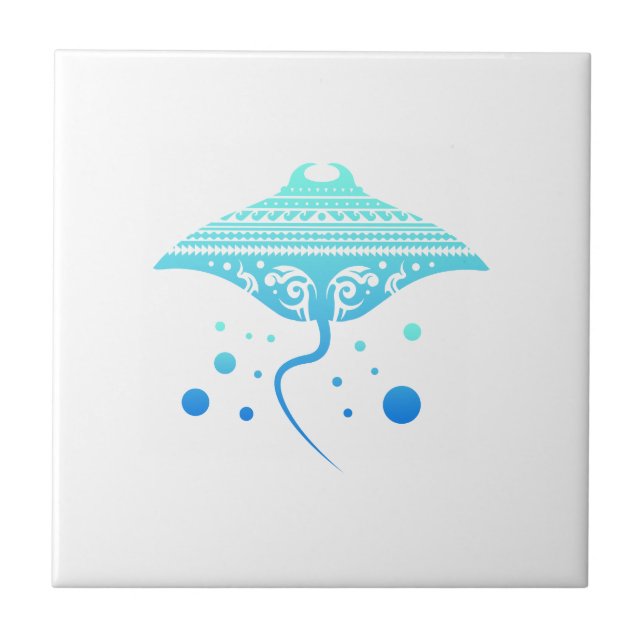 Maori Batoidea Stingray Tribal Tattoo Gift Idea Ceramic Tile (Front)