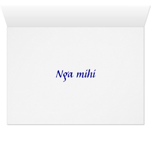 MAORI CARD:  Blue Nga Mihi Card (Inside Horizontal (Bottom))