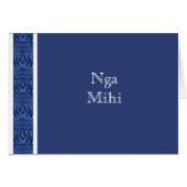 MAORI CARD:  Blue Nga Mihi Card (Front Horizontal)