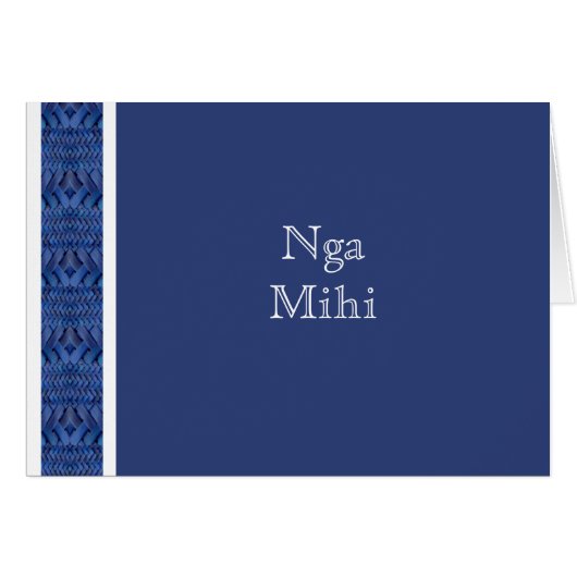 MAORI CARD:  Blue Nga Mihi Card (Front Horizontal)