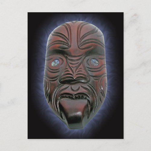 Maori Carved Mask _ Postcard