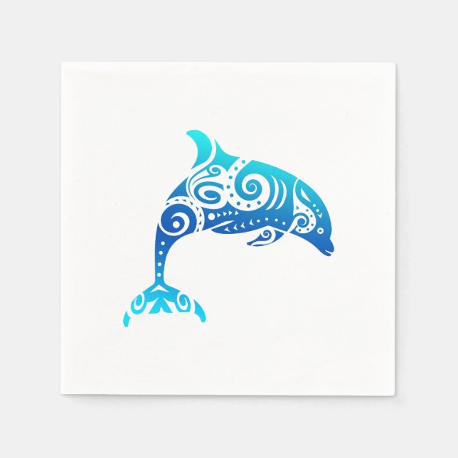 Maori Dolphin Polynesian Tribal Tattoo Gift Idea Napkins (Front)