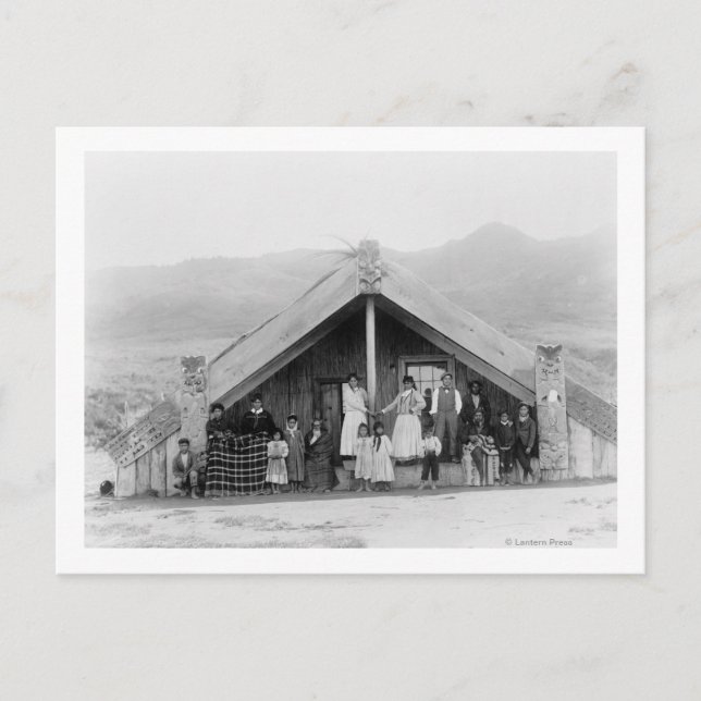 Maori Family at Home PhotographNew Zealand Postcard (Front)