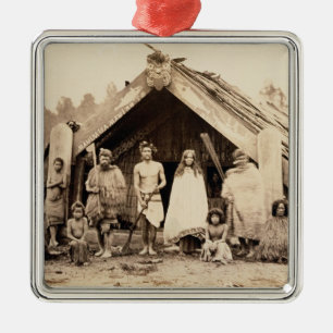 Maori Family, New Zealand, c.1880s (albumen print) Metal Ornament