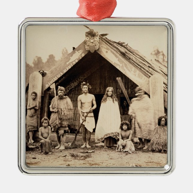 Maori Family, New Zealand, c.1880s (albumen print) Metal Ornament (Front)