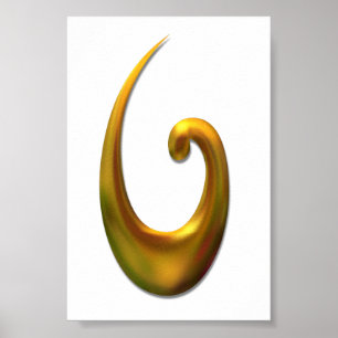 Maori Fish Hood - Gold Poster