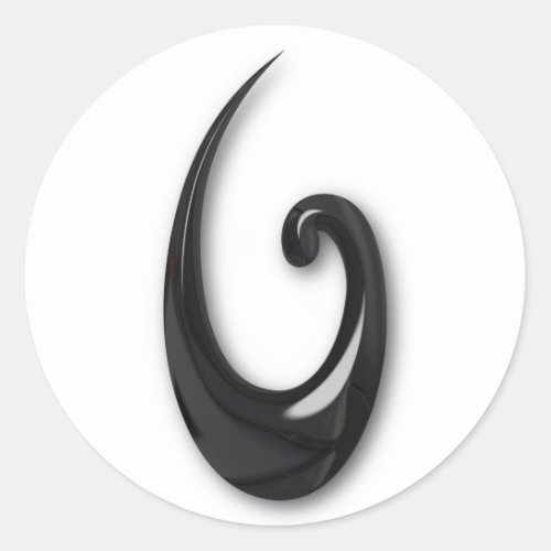 Maori_Fish Hook_obsidian Classic Round Sticker