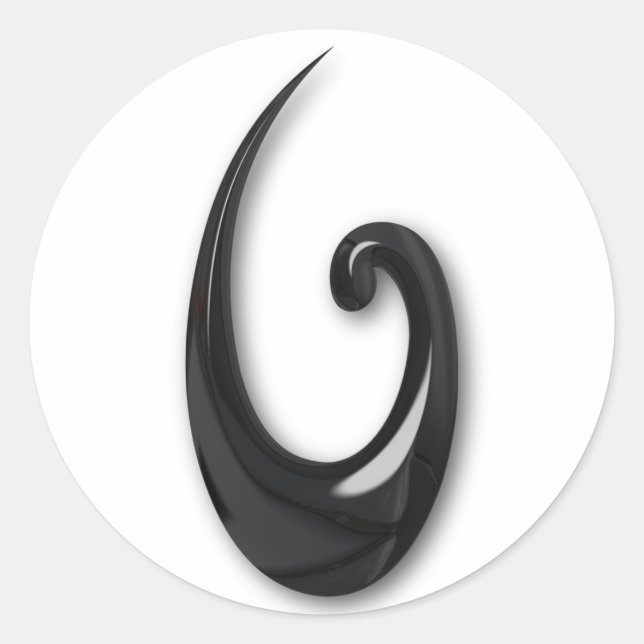 Maori-Fish Hook-obsidian Classic Round Sticker (Front)