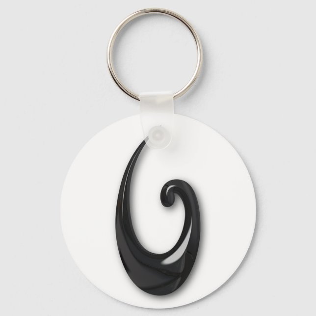 Maori-Fish Hook-obsidian Keychain (Front)