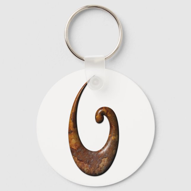 Maori Fish Hook - Rust Keychain (Front)