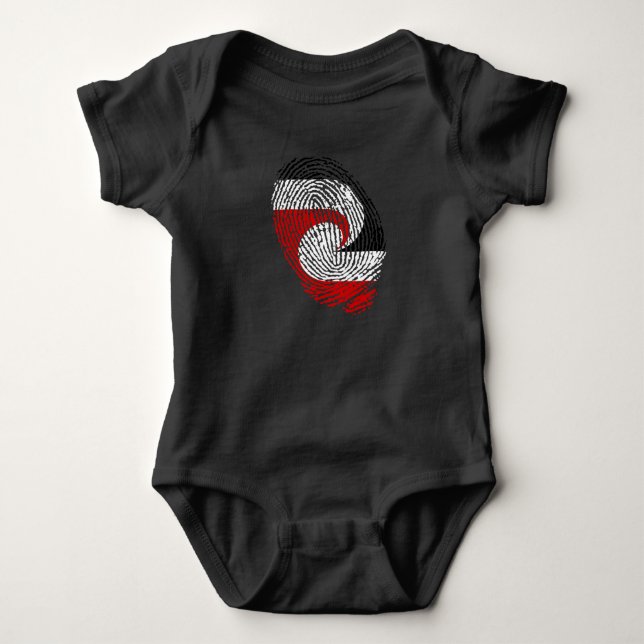 Maori flag fingerprints baby bodysuit (Front)