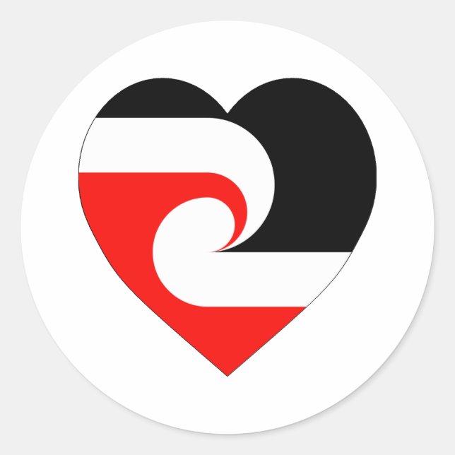 Maori Flag Heart Classic Round Sticker (Front)