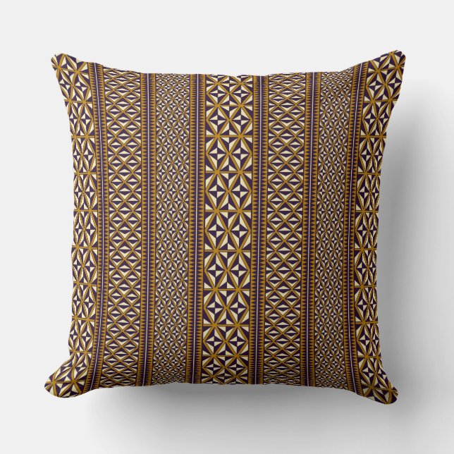 Maori Geometric Brownish Pattern Throw Pillow (Front)