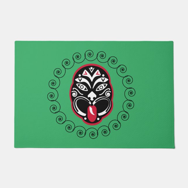 Maori Haka | New Zealand | Native Art | Decor Doormat (Front)