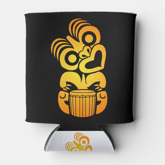 Maori Hei Tiki Drummer Music Tribal Tattoo Gift Can Cooler (Front)