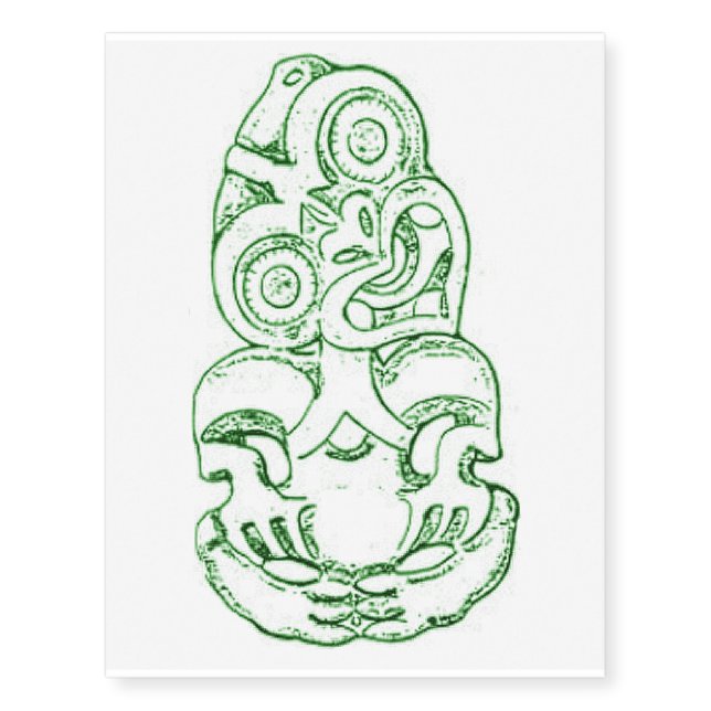 Maori Hei-Tiki Sketch (Large) Temporary Tattoos (Front)
