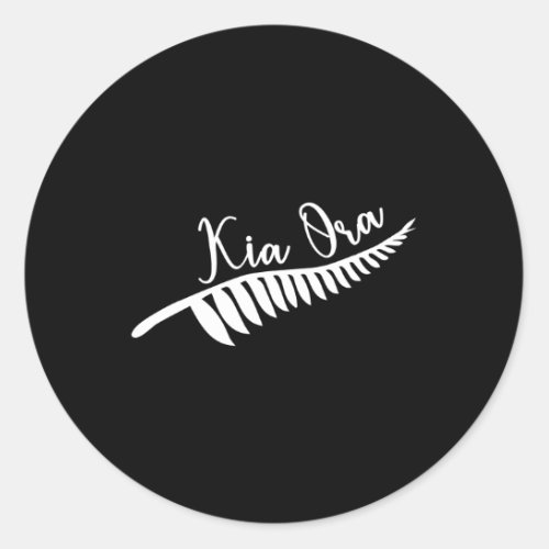 Maori Kia Ora Silver Fern Tribal Tattoo New Zealan Classic Round Sticker