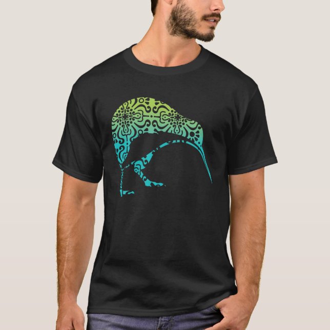 Maori Kiwi Tribal Aboriginal New Zealand Bird Art T-Shirt (Front)