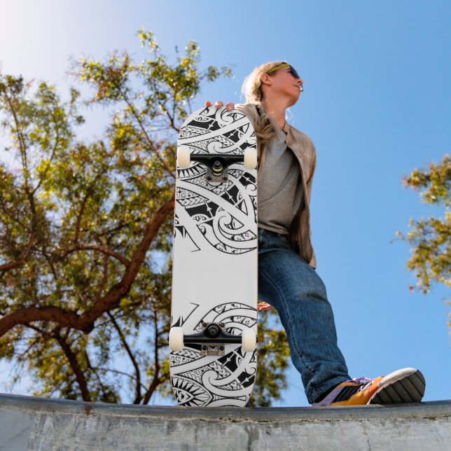Maori koru tattoo with Polynesian patterns Skateboard Deck | Zazzle