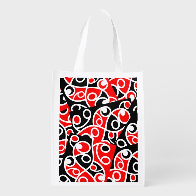 Maori Kowhaiwhai Layered Pattern Reusable Grocery Bag (Back)