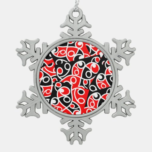 Maori Kowhaiwhai Layered Pattern Snowflake Pewter Christmas Ornament