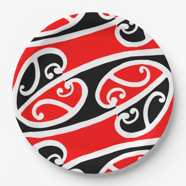 Maori Kowhaiwhai Pattern 2 Paper Plates (Front)
