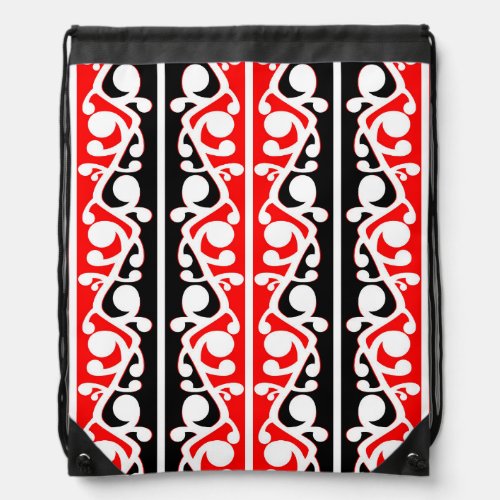 Maori Kowhaiwhai Traditional Pattern Drawstring Bag