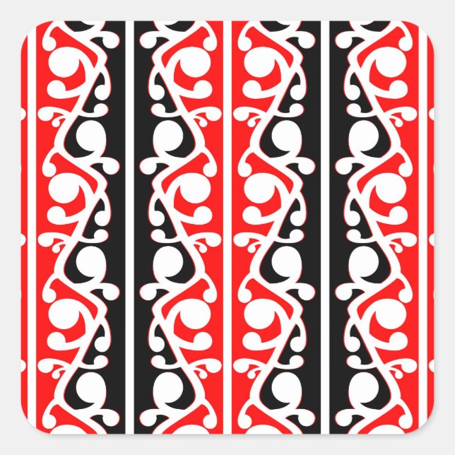 Maori Kowhaiwhai Traditional Pattern Square Sticker (Front)