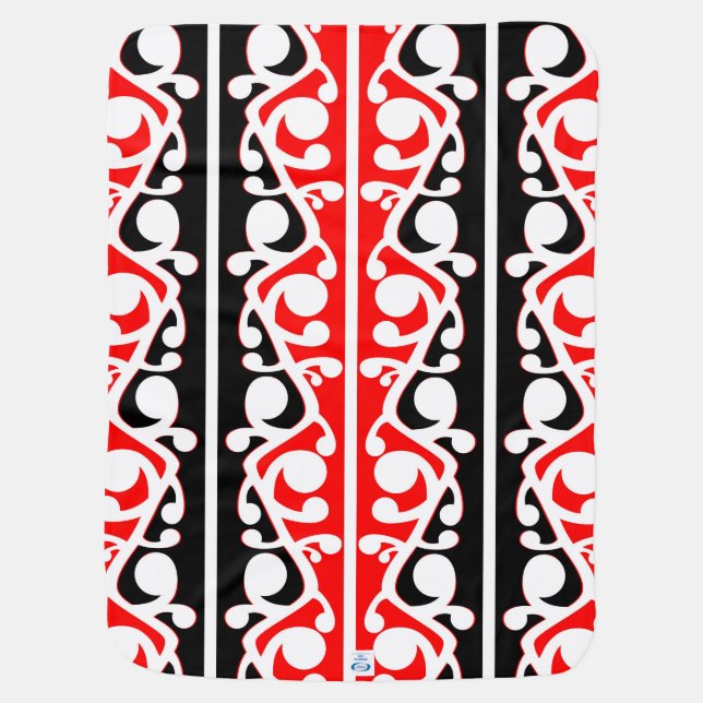 Maori Kowhaiwhai Traditional Pattern Swaddle Blanket (Back)